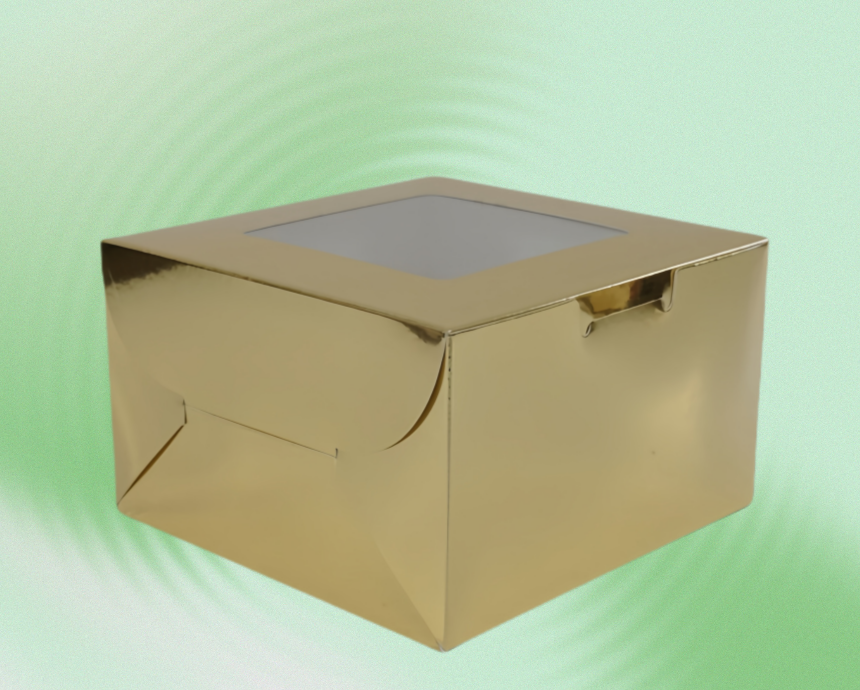 Gold Foil Cardboard Cake Packaging Boxes With Insert